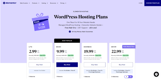 Elementor WordPress Hosting Plans