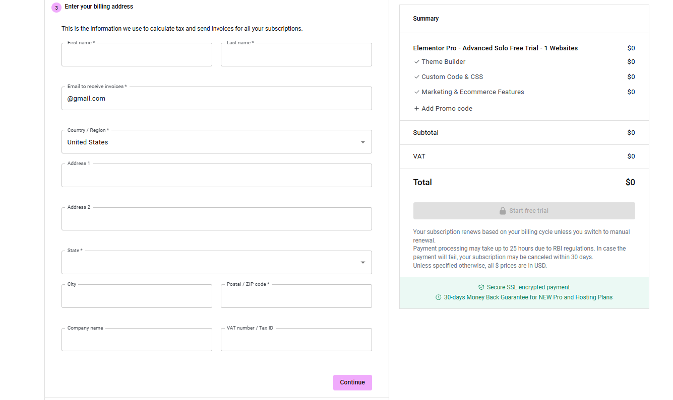 Enter All The Payment Details 