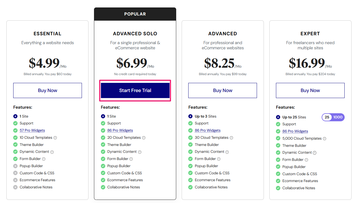 Select Advanced Solo Plan 