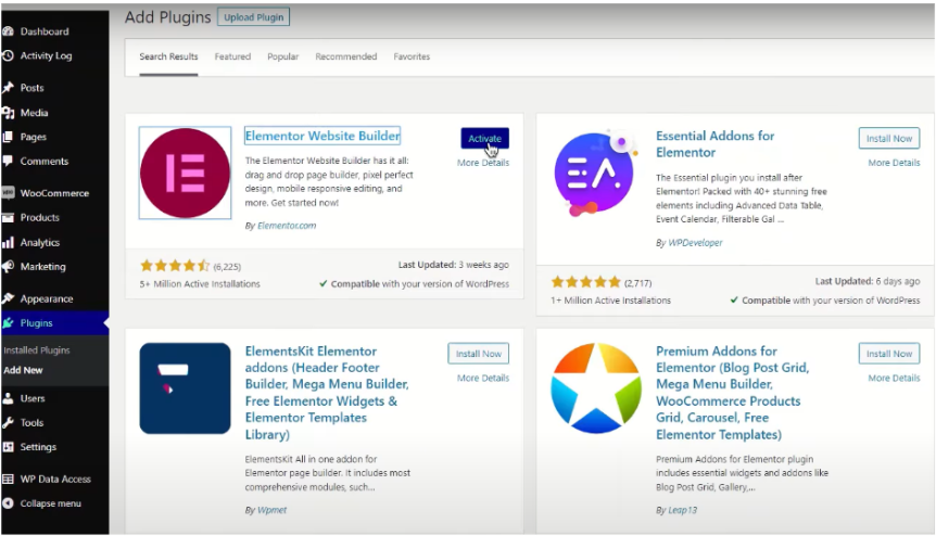 WordPress Admin panel 