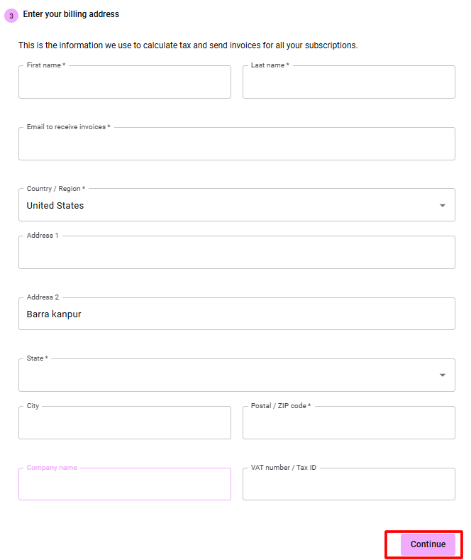 Enter Your Billing Details