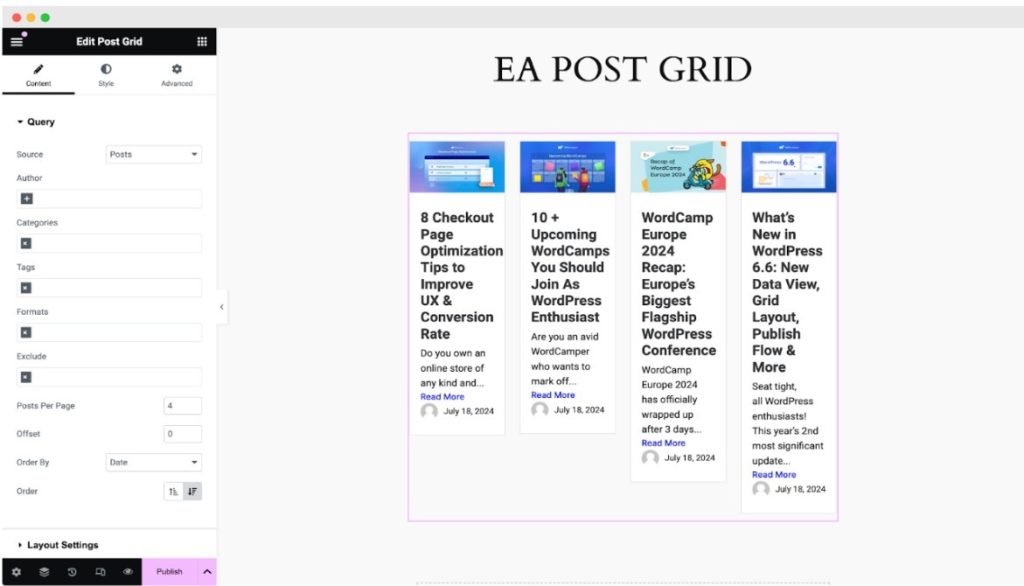 EA Post Grid