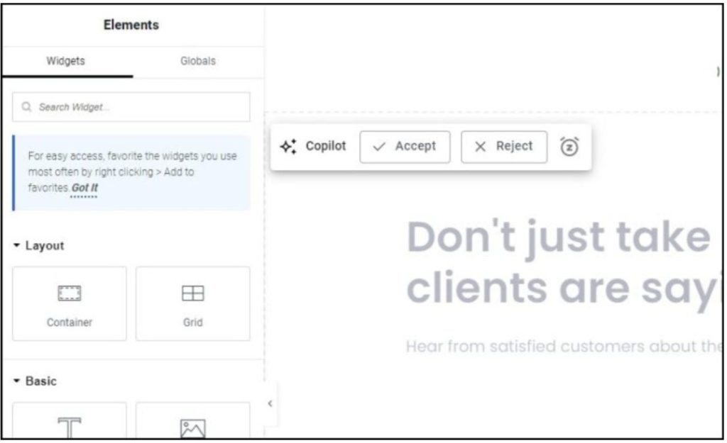 Artificial Intelligence Features  Elementor
