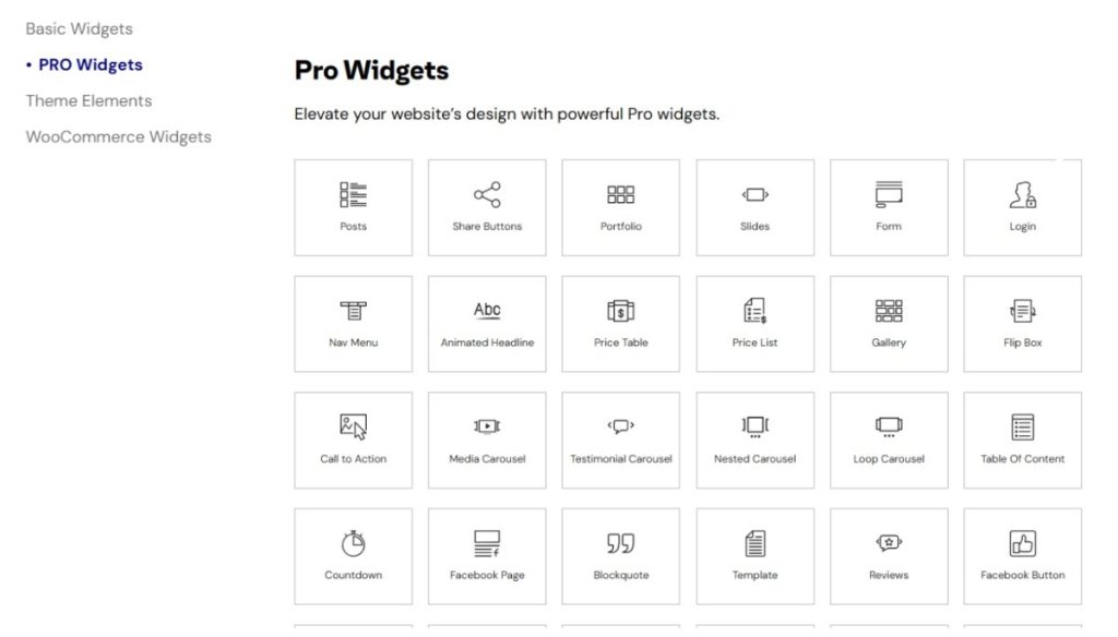 Modules and Sections  Elementor